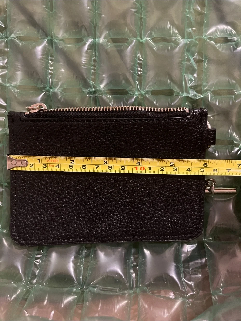 Guess Black Pebbled Leather Key & Card Pouch with Silver Hardware